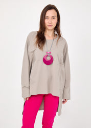 טוניקה כיס קנגרו חתכים אלכסוניים סטון