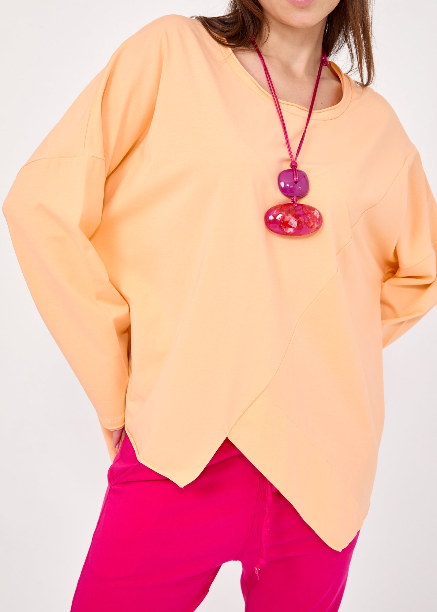 חולצה שרוול ארוך סיומת משולשים כתום