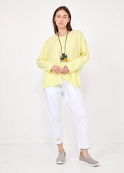 חולצה שרוול ארוך סיומת משולשים צהוב