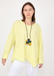 חולצה שרוול ארוך סיומת משולשים צהוב