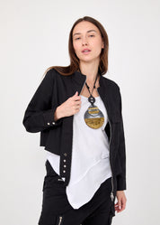 ג'קט אסימטרי רוכסן ארוך שחור