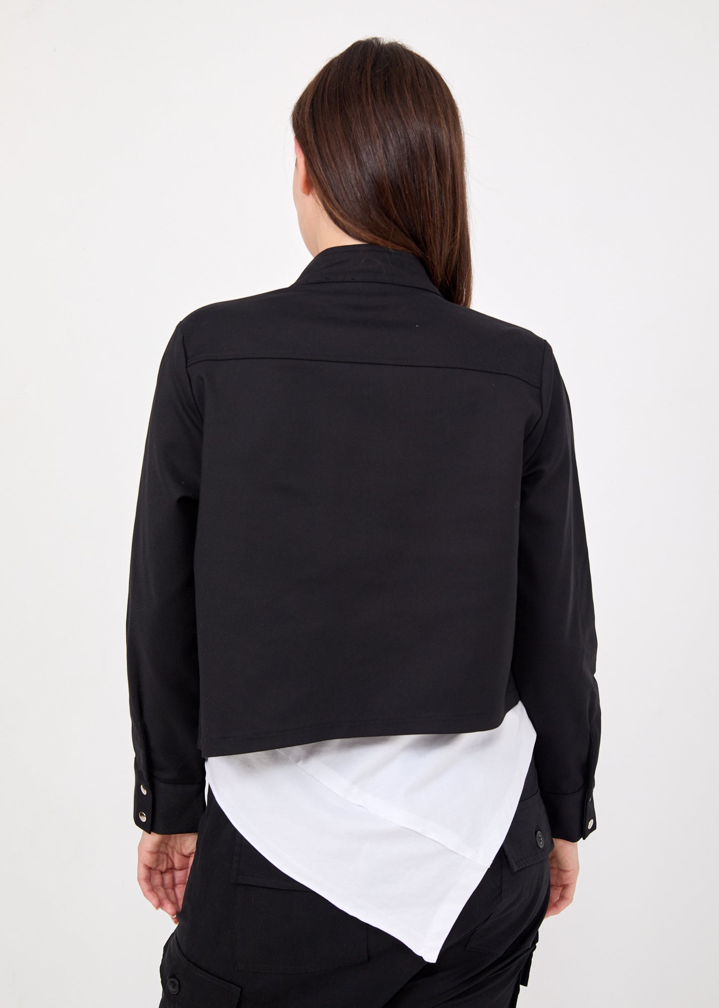 ג'קט אסימטרי רוכסן ארוך שחור