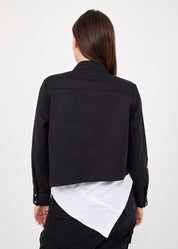ג'קט אסימטרי רוכסן ארוך שחור