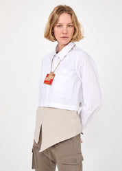 מכופתרת קצרצרה פתחים מעוגלים לבן