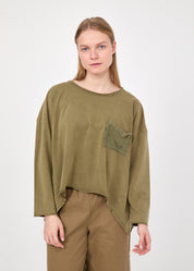 חולצה שרוול ארוך כיס רשת ירוק