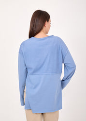 סווטשירט חצי כפתרה שילוב הפוך כחול