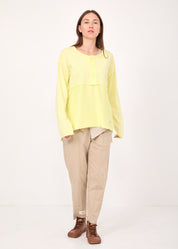 סווטשירט חצי כפתרה שילוב הפוך צהוב