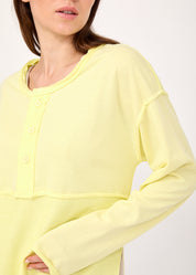 סווטשירט חצי כפתרה שילוב הפוך צהוב