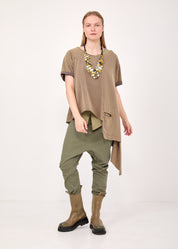 טוניקה שילוב ריב כיס אסימטרי חום