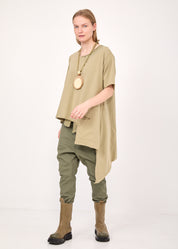 טוניקה שילוב ריב כיס אסימטרי ירוק