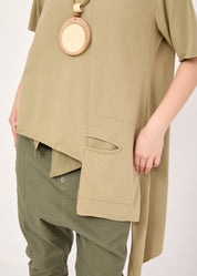 טוניקה שילוב ריב כיס אסימטרי ירוק