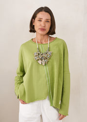 Handmade flower necklace, recycled paper, silver