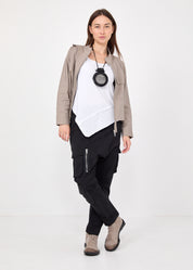 גקט אסימטרי רוכסן ארוך אפור