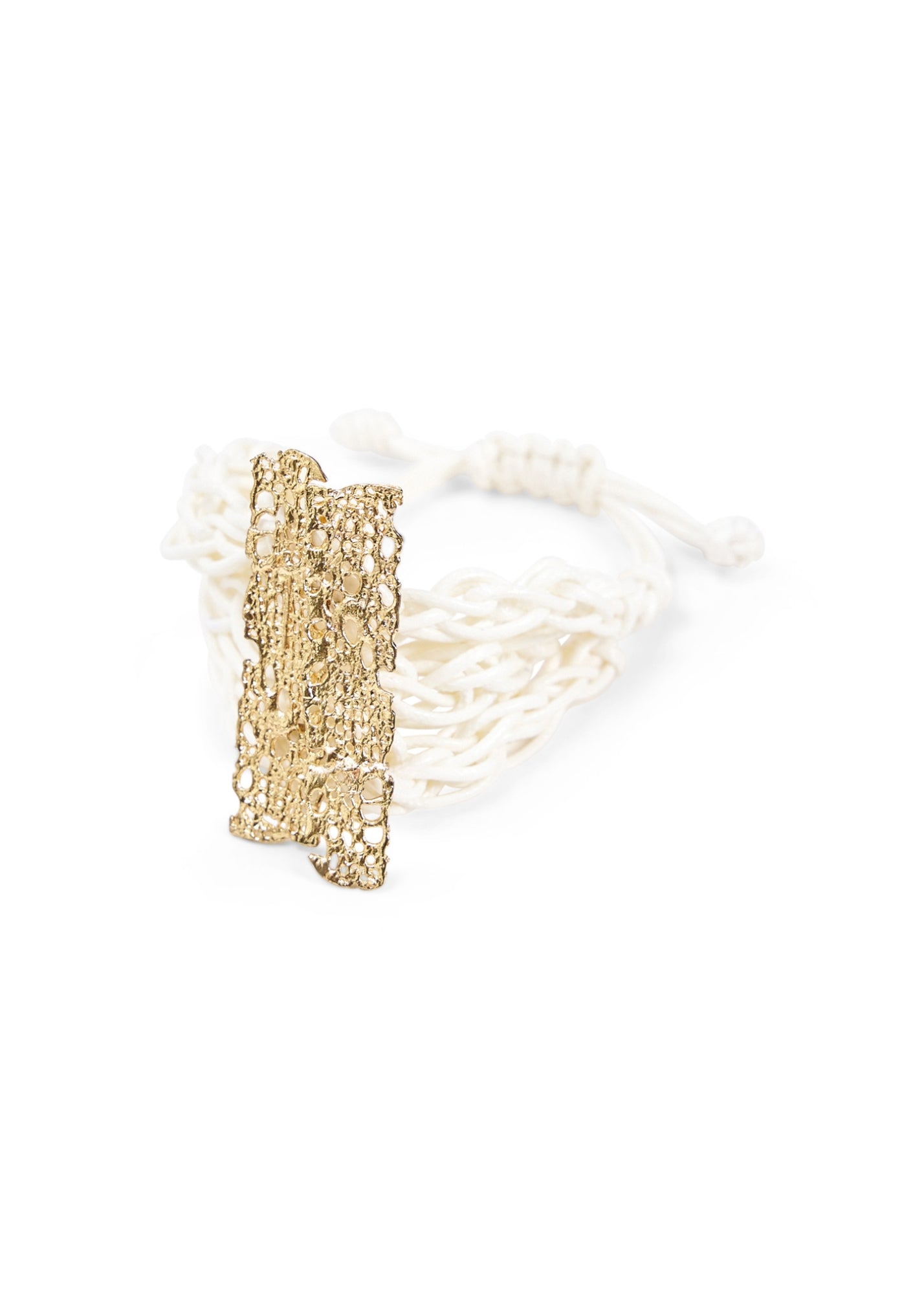 White handmade braided cord bracelet