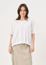 Short-sleeved shirt with white cotton slub drawstring