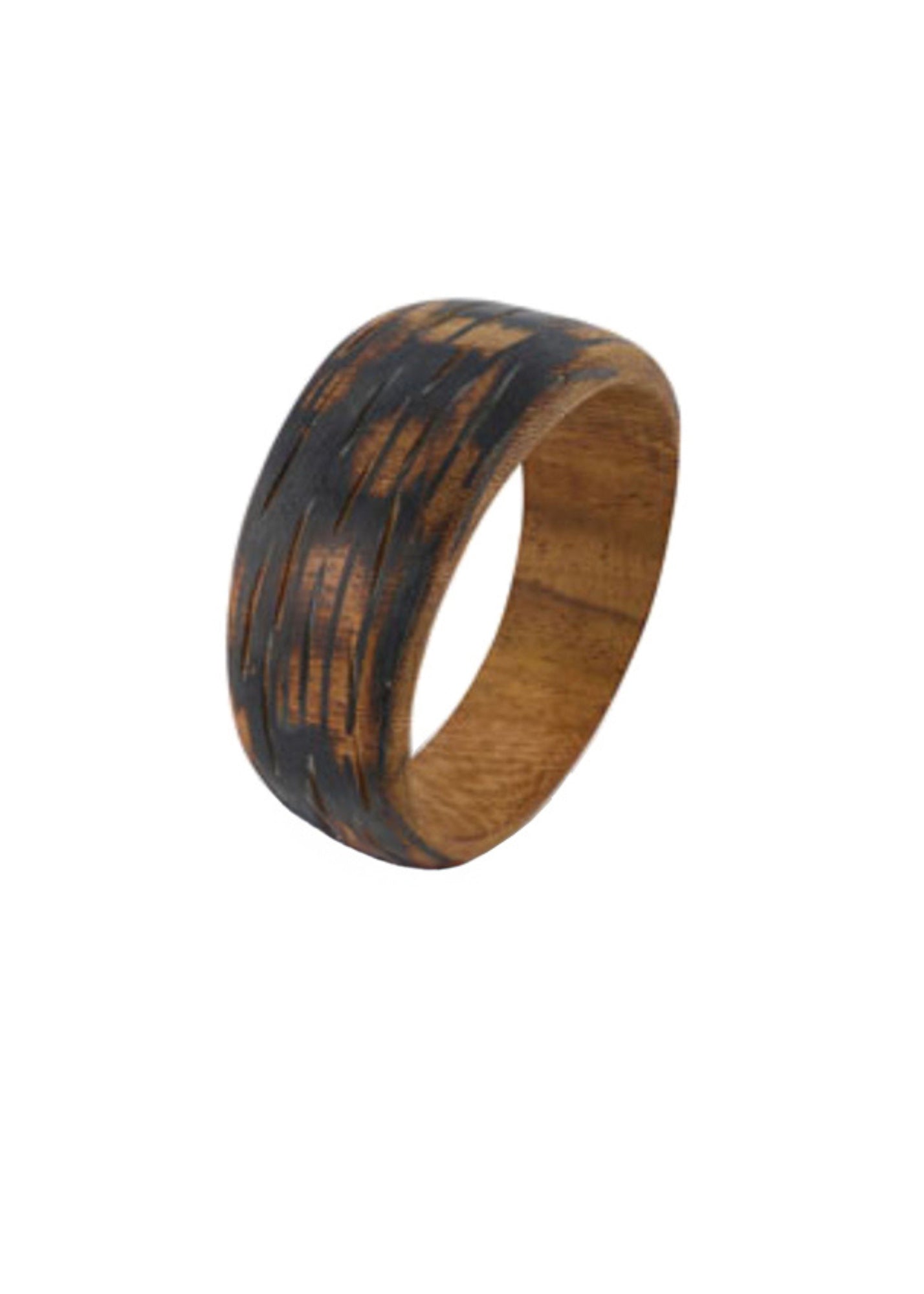 Black combed painted wooden bracelet