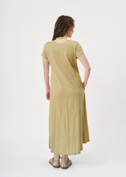 Green V-neck short sleeve dress