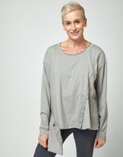 חולצה שילוב ניילון כיס קדמי יוצא וסרט אפור