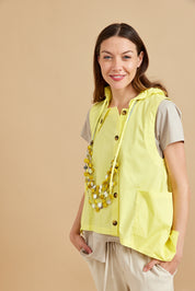 Handmade necklace rows of yellow square discs