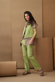 כפכפי עור שתי רצועות מסובבות חום