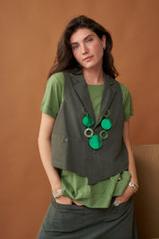 Resin necklace and green metallic shells
