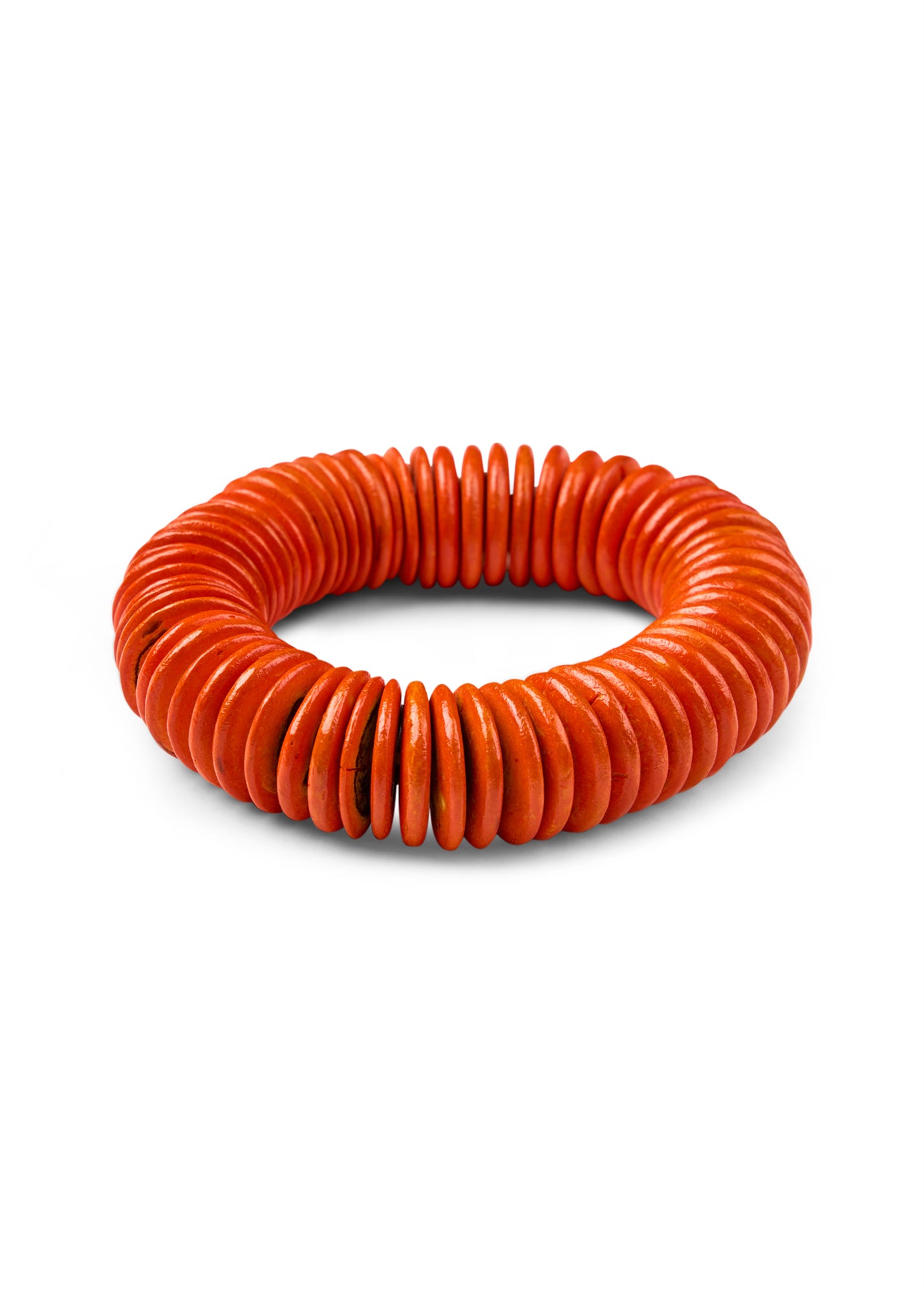 Orange flat wooden beads bracelet