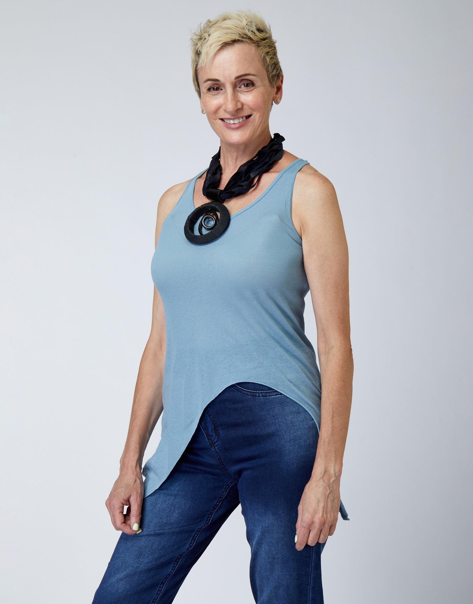 Basic blue triangle tank top