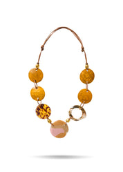 Coconut resin necklace and mustard shell ring