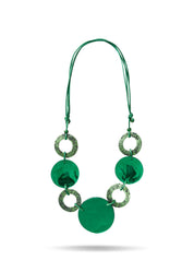 Resin necklace and green metallic shells