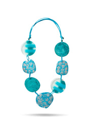 Wood resin texture necklace and turquoise shell