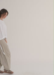 Short-sleeved shirt with white cotton slub drawstring