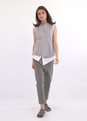 מכנסיים בוי חתכים אלכסוניים כפתור ורוכסן חום