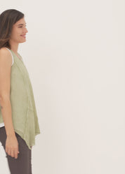Wash mesh tank top with green tip extension Wash
