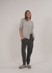 Dark gray outer seam rib combination pants