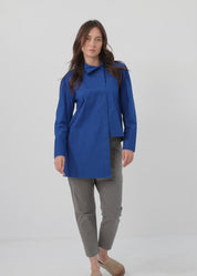 Blue side collar long sleeve button down shirt