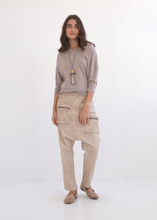 Shirt with a hooded combination light gray and wash