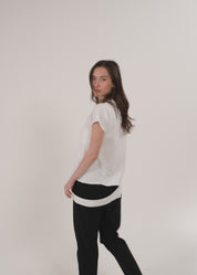 Black short sleeve shirt with cut down