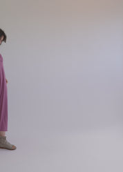 Purple V-neck short sleeve dress