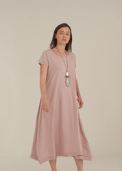 Purple rib combination short sleeve dress