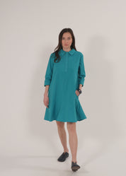 Yellow island cut half button dress