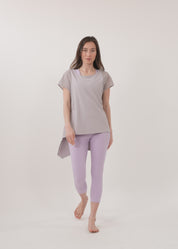 חולצת אימון עטלף שילוב רשת אפור בהיר