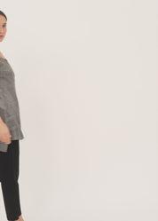 Tank top with X-stitches, fine mesh, gray wash