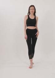 Mesh combination tights and blue back zipper