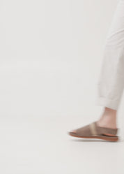 Black top stripe flat leather comfort sandals