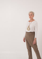 מכנסיים שקי עם סרט חום