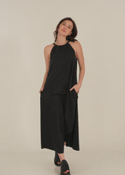 Orange neck tie maxi dress