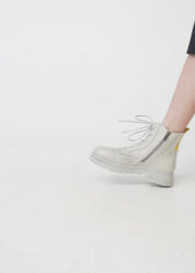 מגפוני עור עם שרוכים ורוכסן חום