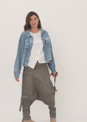 ג'קט חולצה בצביעת ווש אפור כהה