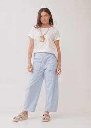 Light gray boy pants with front cargo pockets