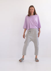 מכנסיים ארוכים שלייקס אסימטרי לבן